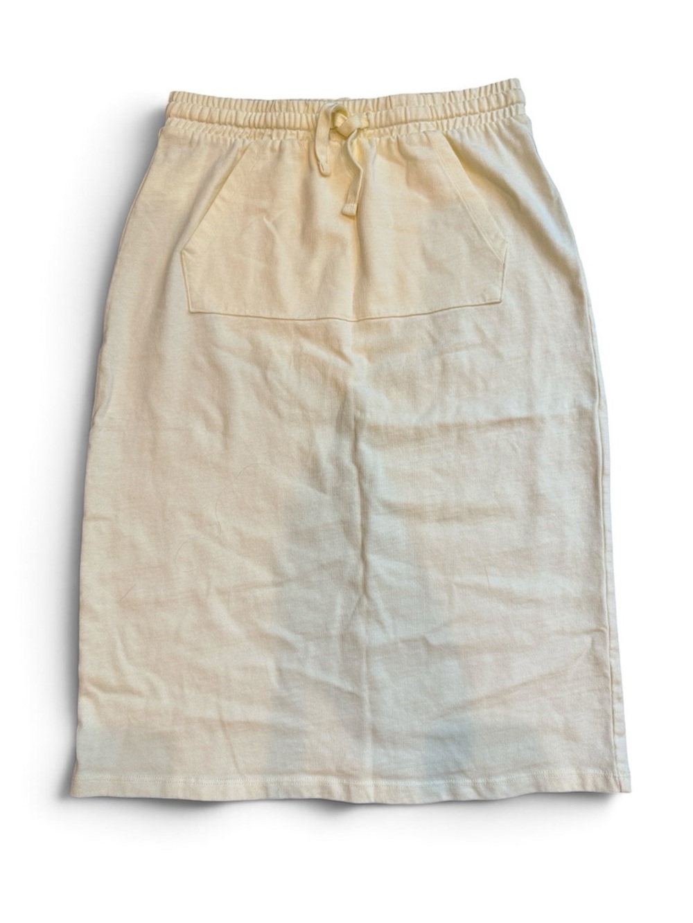MNG Mango | Pale Yellow Drawstring Midi Skirt with Front Pocket